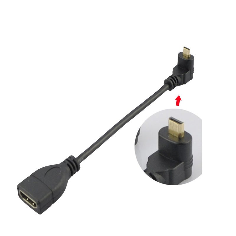 Seadream Angled Micro HDMI to HDMI Adapter Cable 6" 15CM 90 Degree Micro HDMI Up-Toward Male to HDMI Female Cable Adapter Connector (Up-Angel)